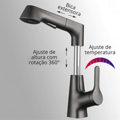 Torneira de Banheiro Monocomando Mangueira Flexível  -  Swirl Elegante